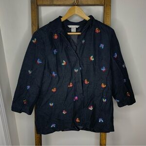 Peter Martin Silk Vintage Embroidered Butterfly Blazer